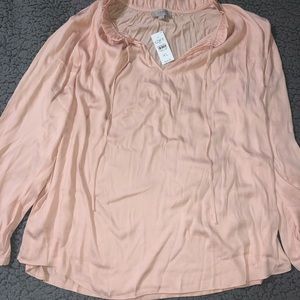 Loft soft pink, little ruffled collar.